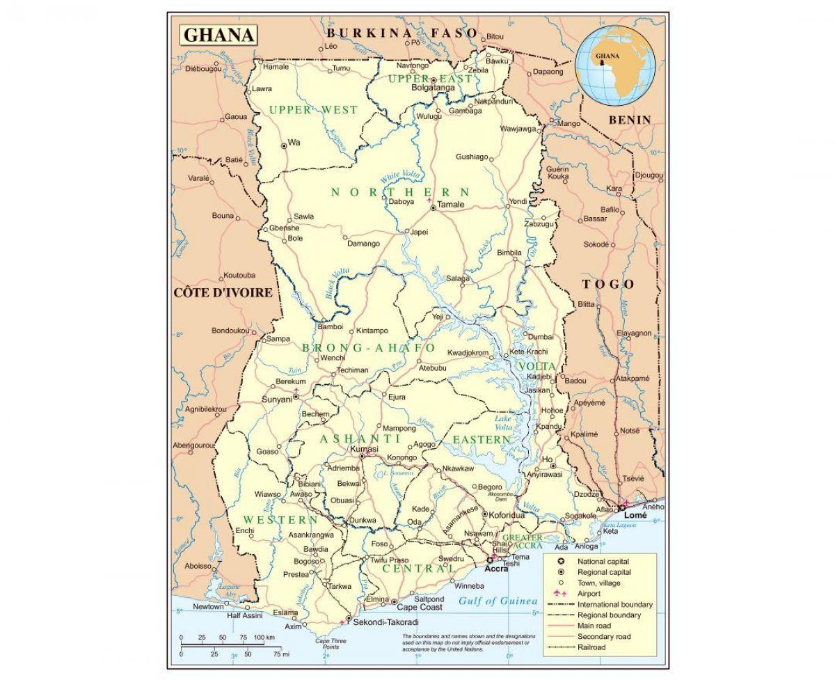 प्रशासनिक नक्शा घाना के