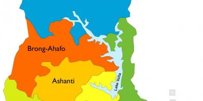 नक्शा घाना के क्षेत्रों में दिखा रहा है